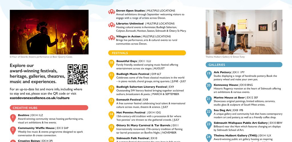 Leaflet showing listing of heritage sites and events