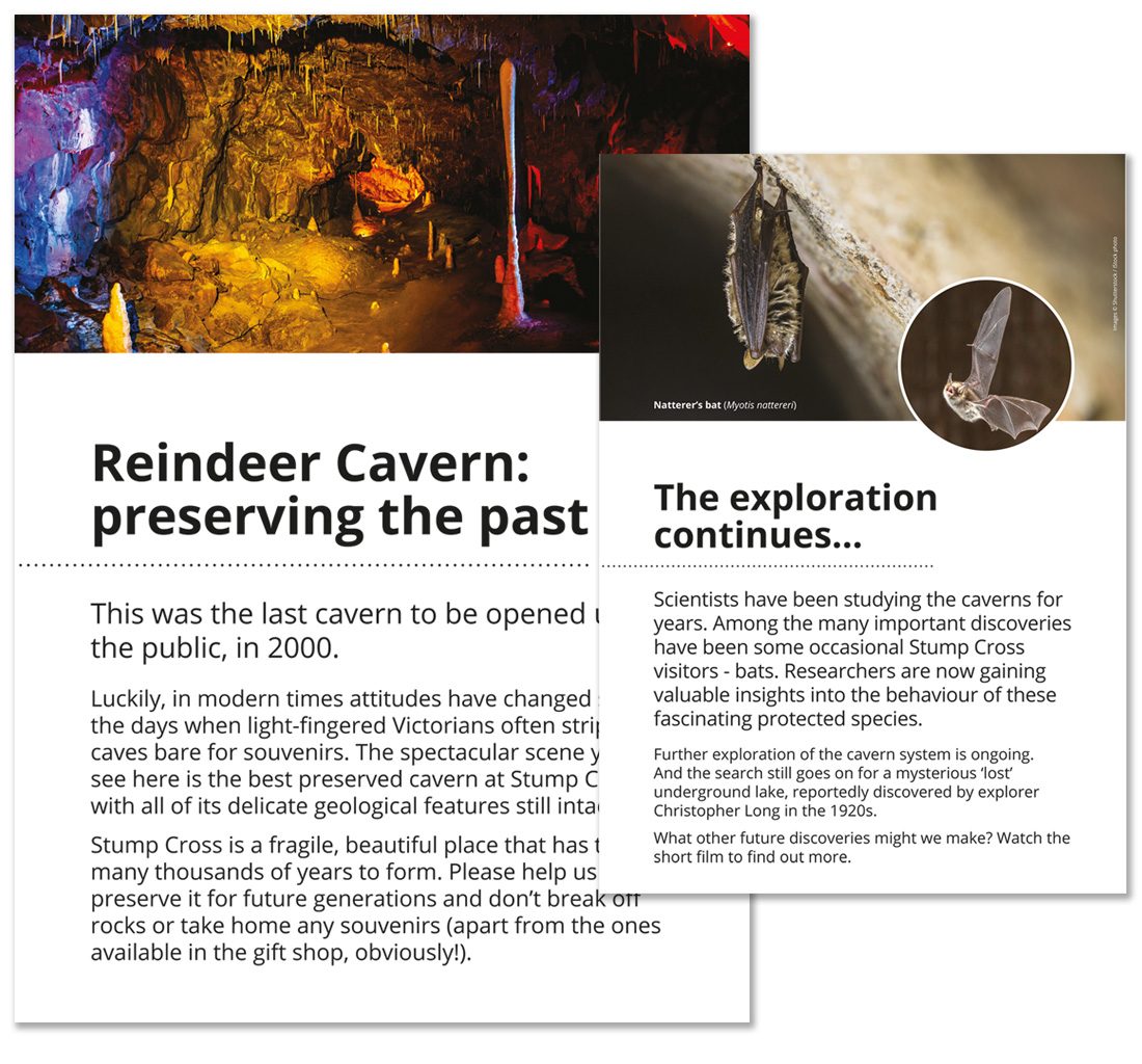 Stumps Cross Cavern exhibition information panels