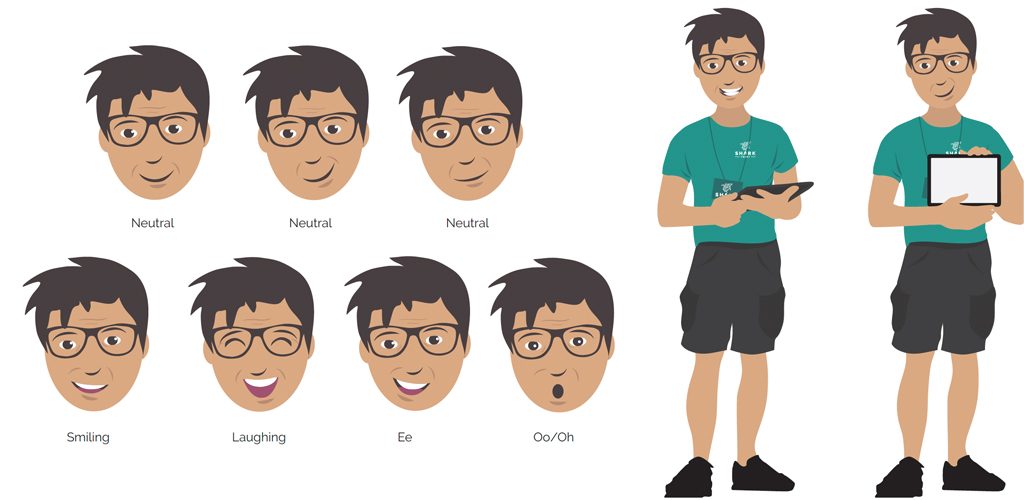Facial expressions of the illustrated main character