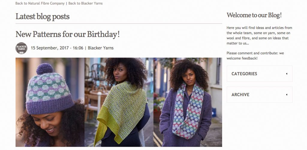 Blacker Yarns blog design